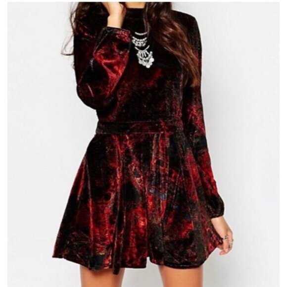 Free People Onyx Combo Printed Velvet Cut-Out Back Long-Sleeve Romper Size 0 - Picture 14 of 14